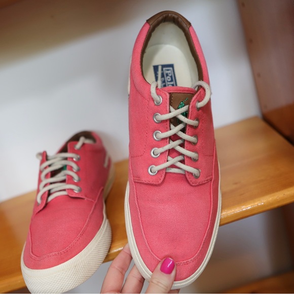 Polo Ralph Lauren Men's Salmon Sneakers Faded Canvas Leather | 9D - Picture 6 of 14